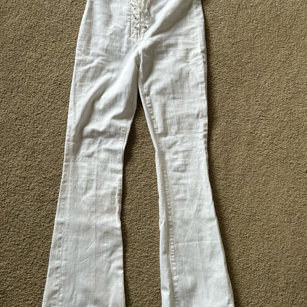 Mother high waisted White Lace-Up jeans